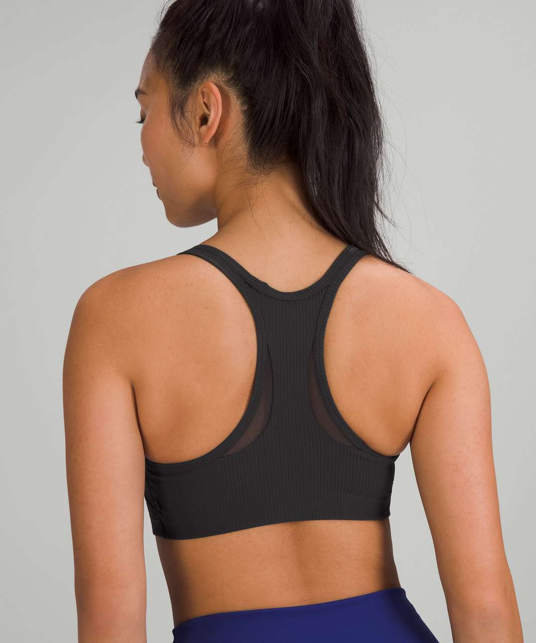 LULULEMON 8 Ribbed-Mesh High-Neck Bra *Medium Support, B/C Cup Black - Tops