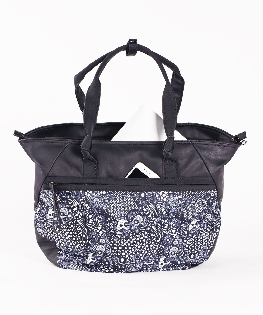 Lululemon Everything Bag - Black / Pretty Lace White Black - lulu fanatics