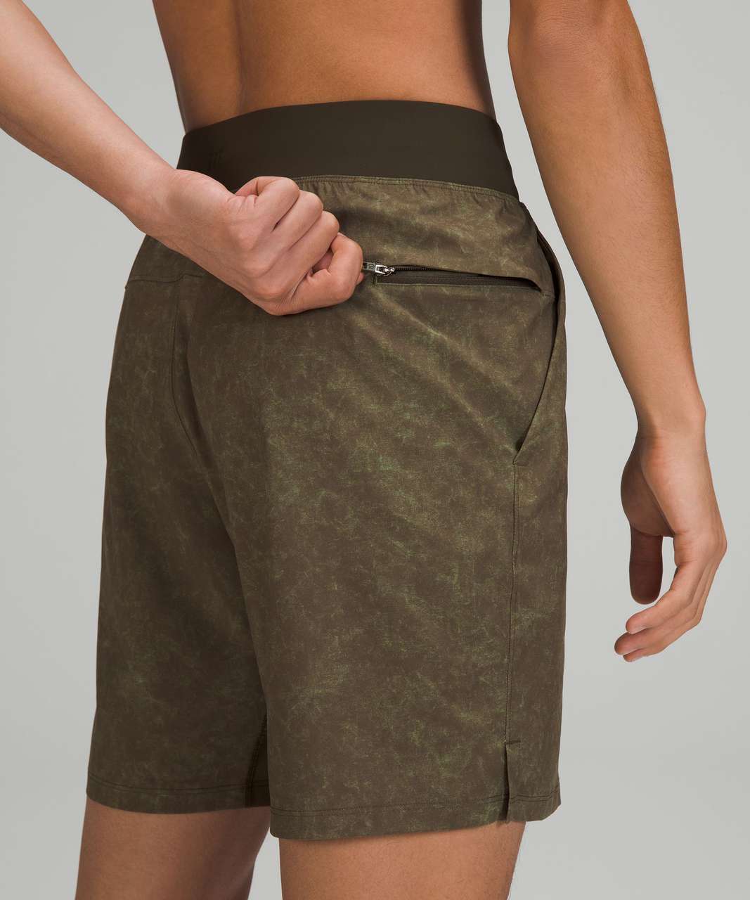 Lululemon T.H.E. Linerless Short 7" - Gravel Dust Dark Olive Multi