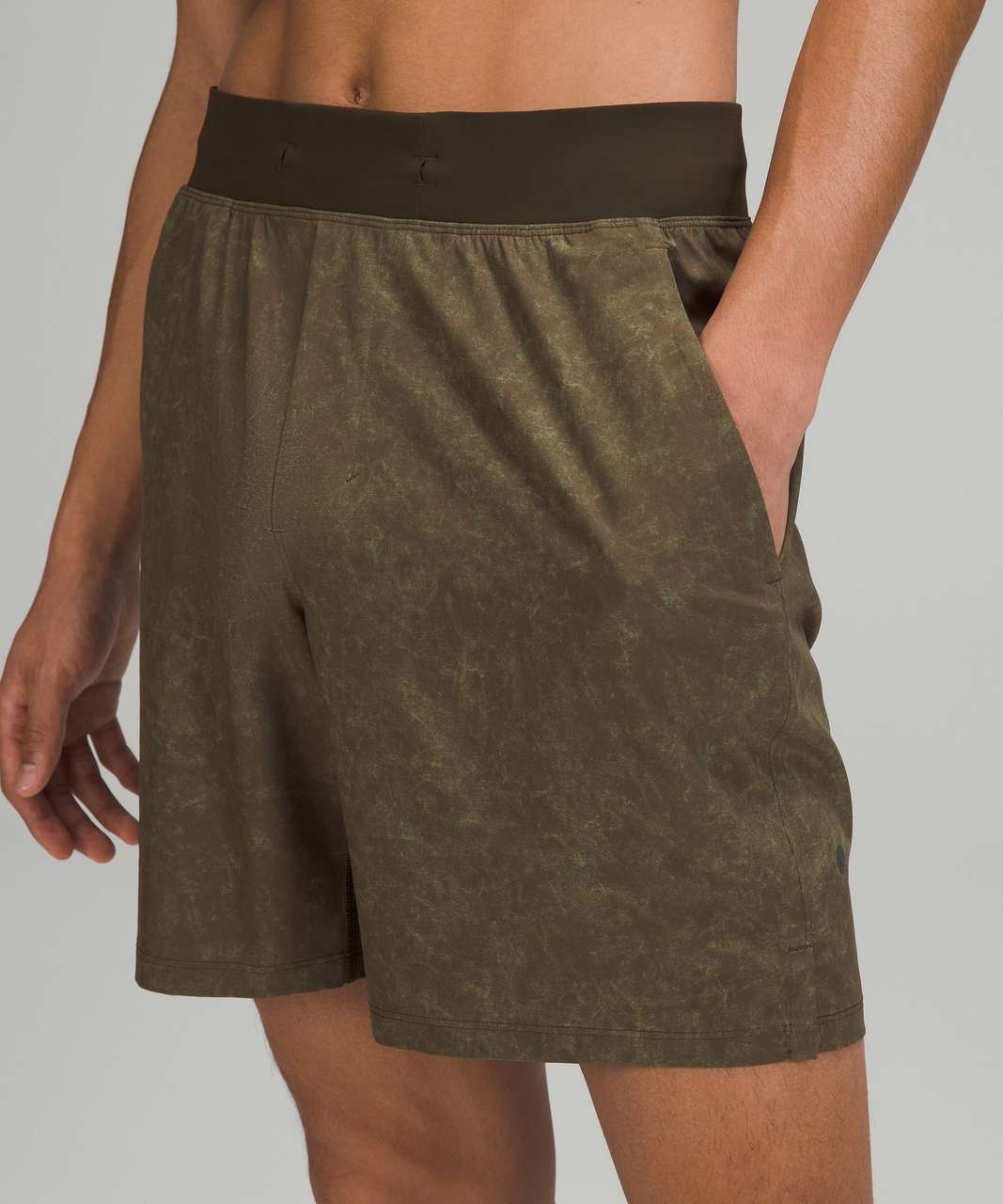 Lululemon T.H.E. Linerless Short 7" - Gravel Dust Dark Olive Multi