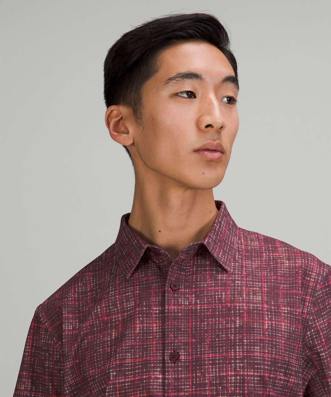 Lululemon Airing Easy Short Sleeve Button Up Shirt *Ventlight Mesh - Marker Check Cassis Multi