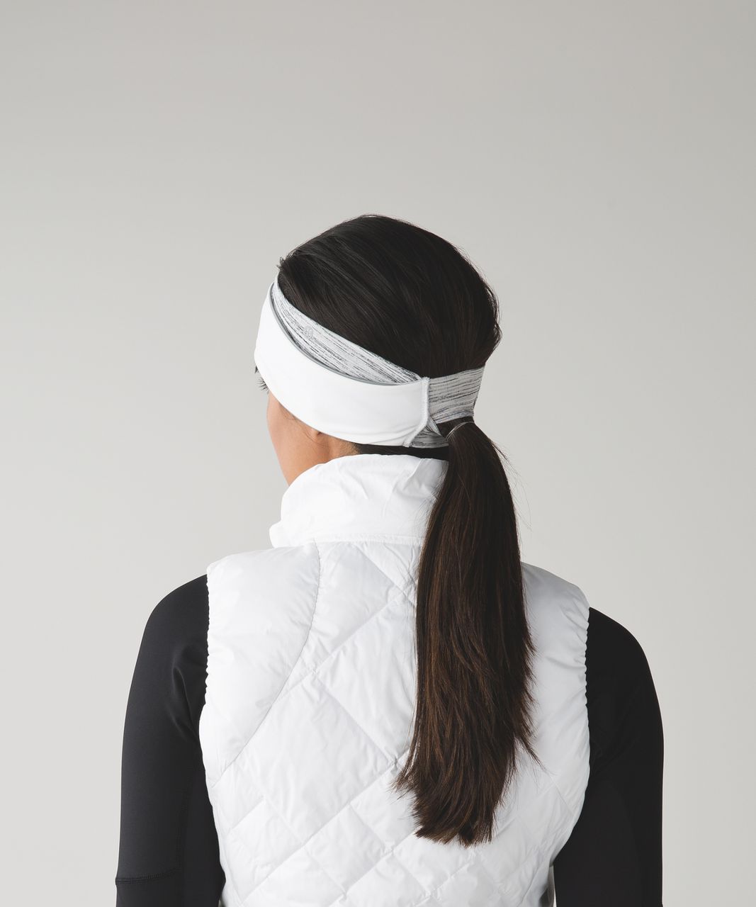 Lululemon Run And Done Ear Warmer (Softshell) - Space Dye Camo White Silver Spoon / White