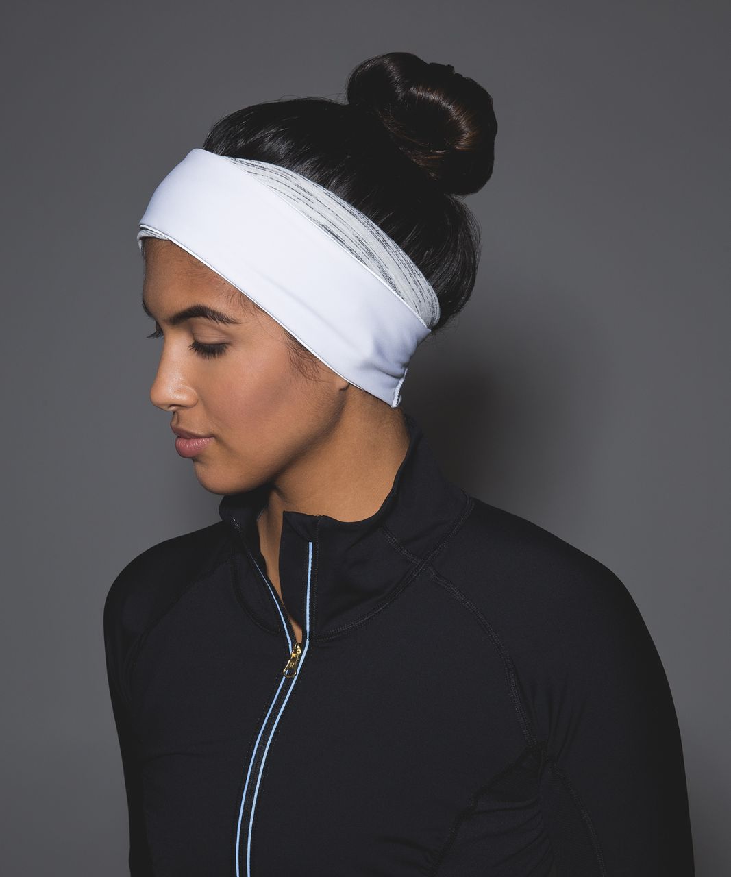 Lululemon Run And Done Ear Warmer (Softshell) - Space Dye Camo White Silver Spoon / White