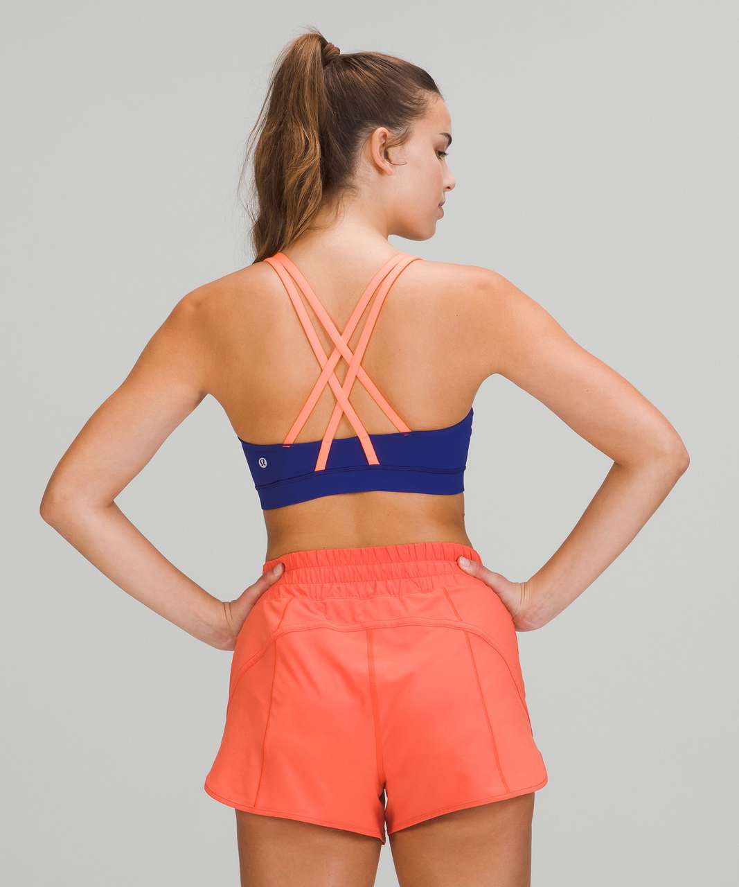 Lululemon Energy Bra *Medium Support, B–D Cups - Larkspur / Highlight Orange