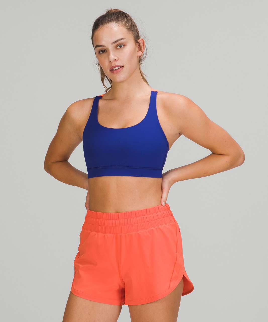 Lululemon Energy Bra *Medium Support, B–D Cups - Larkspur / Highlight Orange