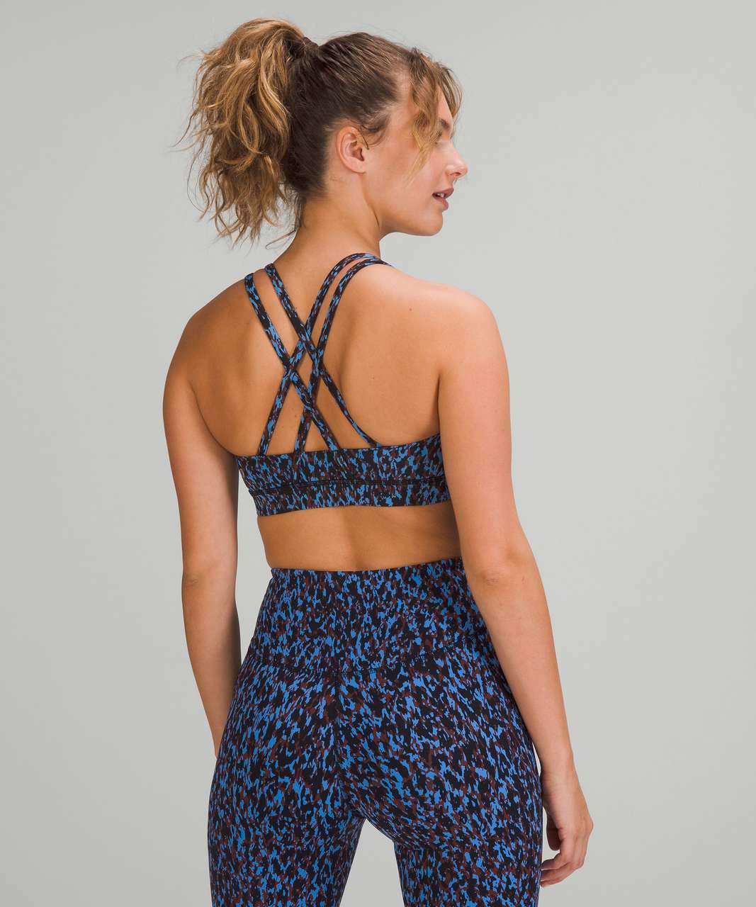 Lululemon Energy Bra *Medium Support, B–D Cups - Leopard Camo Blue Nile Multi