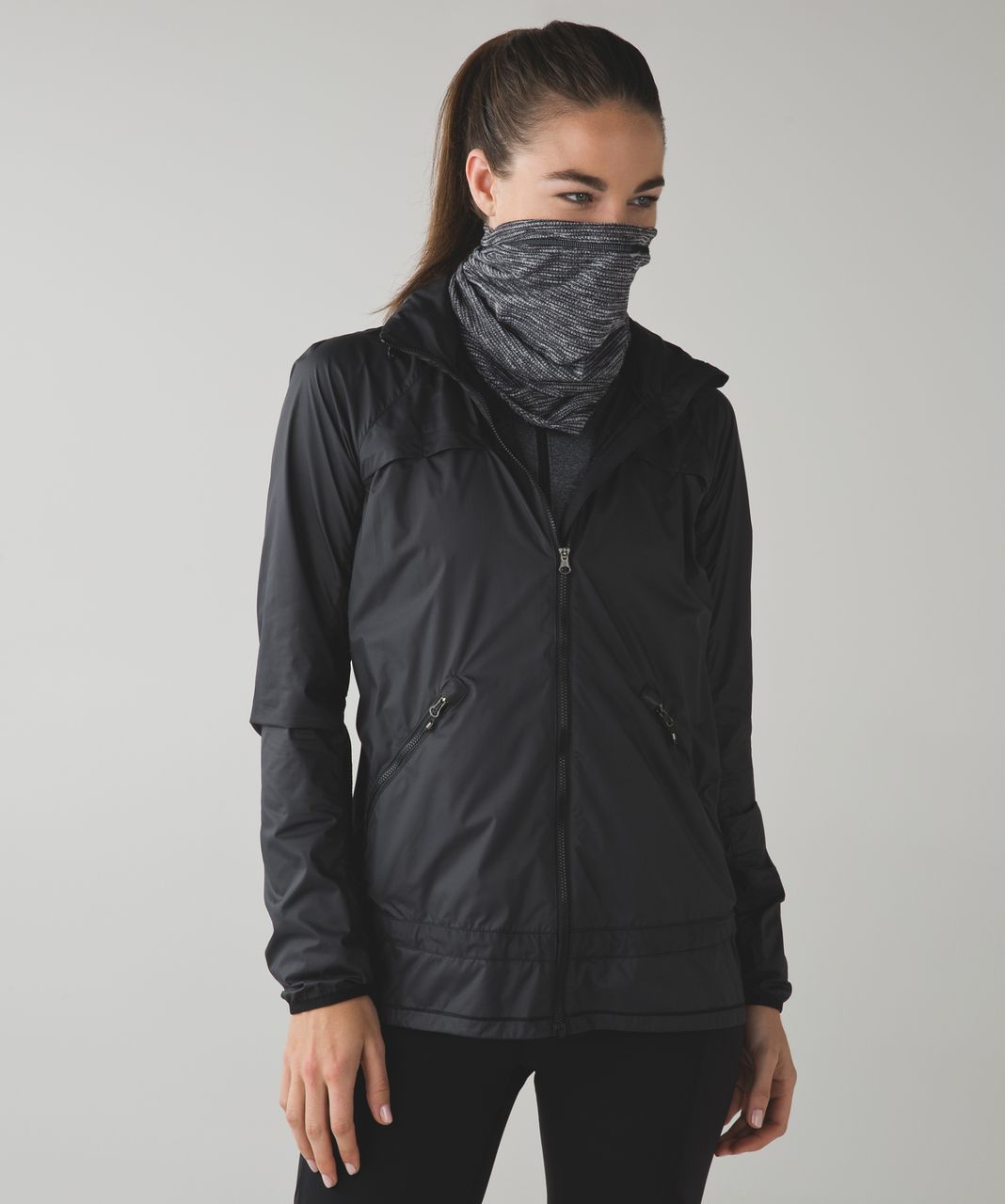 Lululemon Run And Done Neck Warmer - Coco Pique Black White