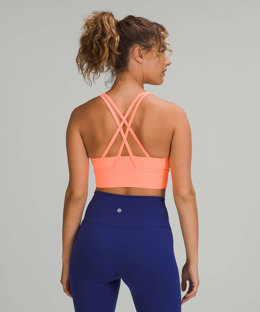 Lululemon Energy Longline Bra Ribbed Luxtreme *Medium Support, B–D Cups -  Highlight Orange - lulu fanatics