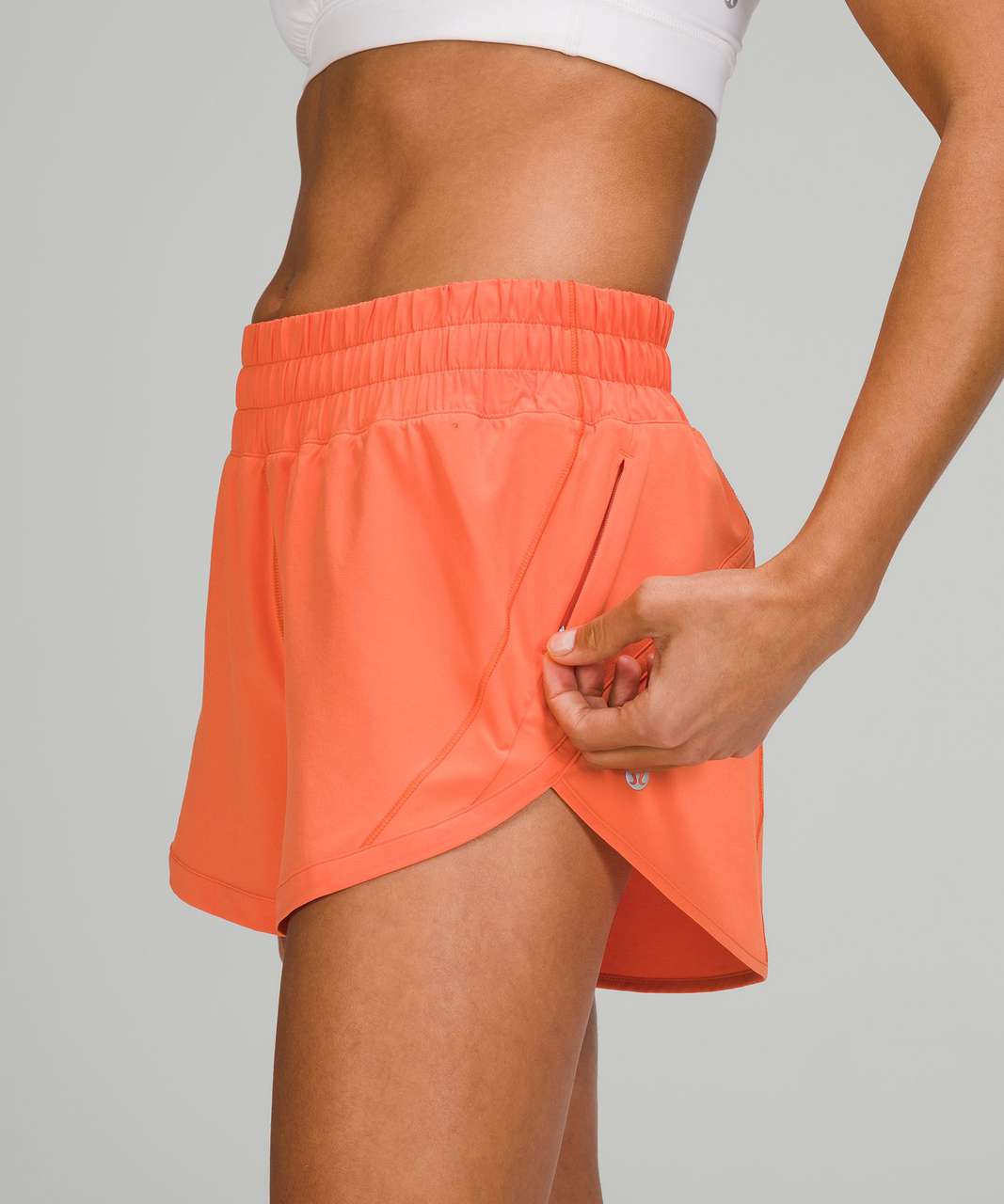 Lululemon Track That High-Rise Lined Short 3" - Warm Coral