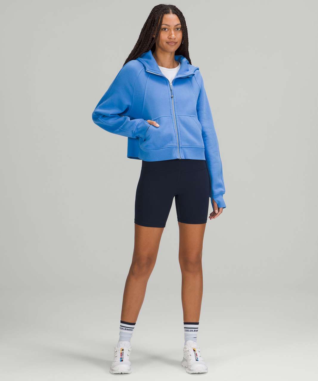 Lululemon Oversized Scuba Full Zip Oversized Hoodie XS/S Silver Blue 