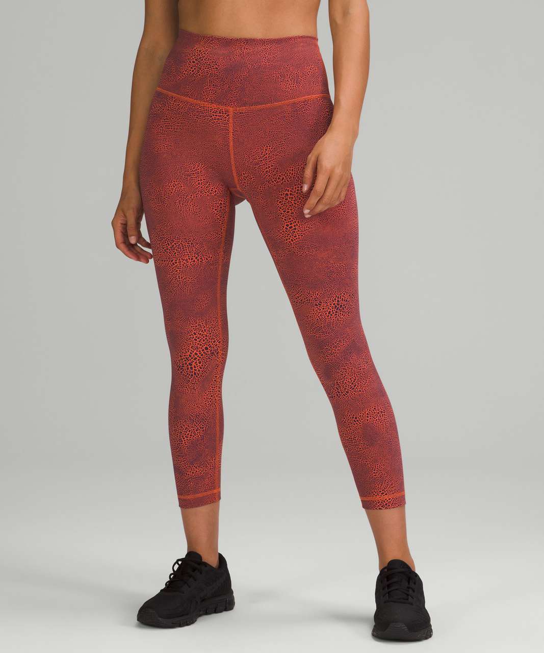 Lululemon Wunder Train High-Rise Crop 23" - Crackle Glaze Vintage Orange Larkspur