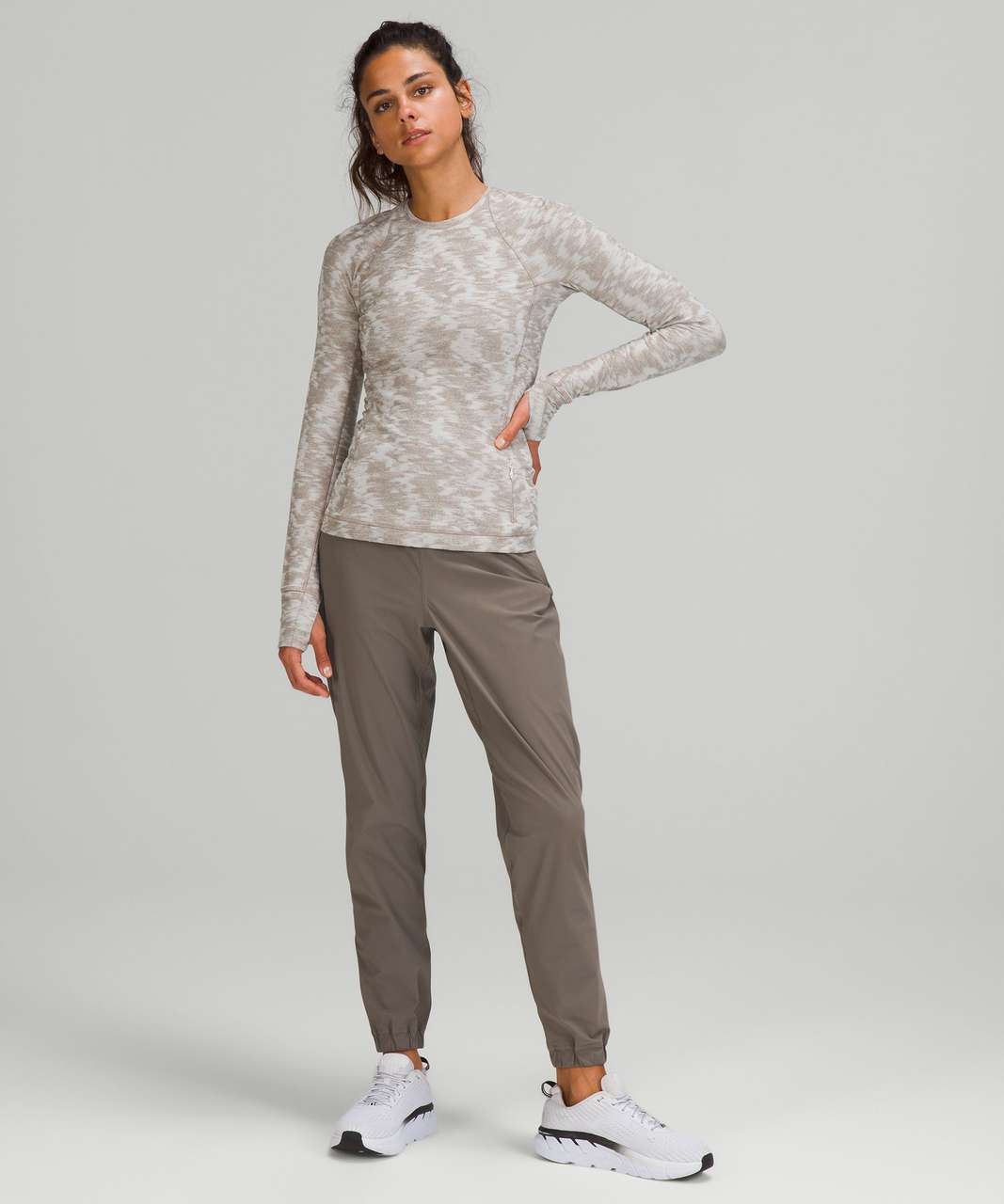 Lululemon Its Rulu Run Long Sleeve Shirt - Data Rush Mini Jacquard White Opal Rover