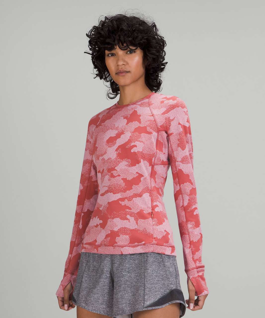 Lululemon Its Rulu Run Long Sleeve Shirt - Heritage Speckle Camo Jacquard Soft Cranberry Pink Taupe