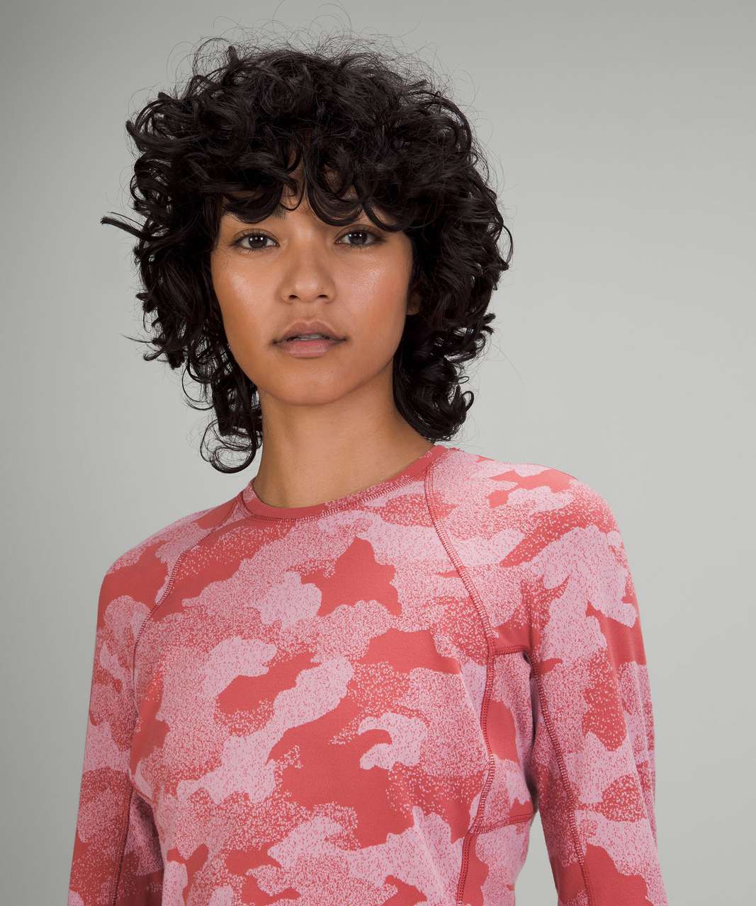 Lululemon Its Rulu Run Long Sleeve Shirt - Heritage Speckle Camo Jacquard Soft Cranberry Pink Taupe