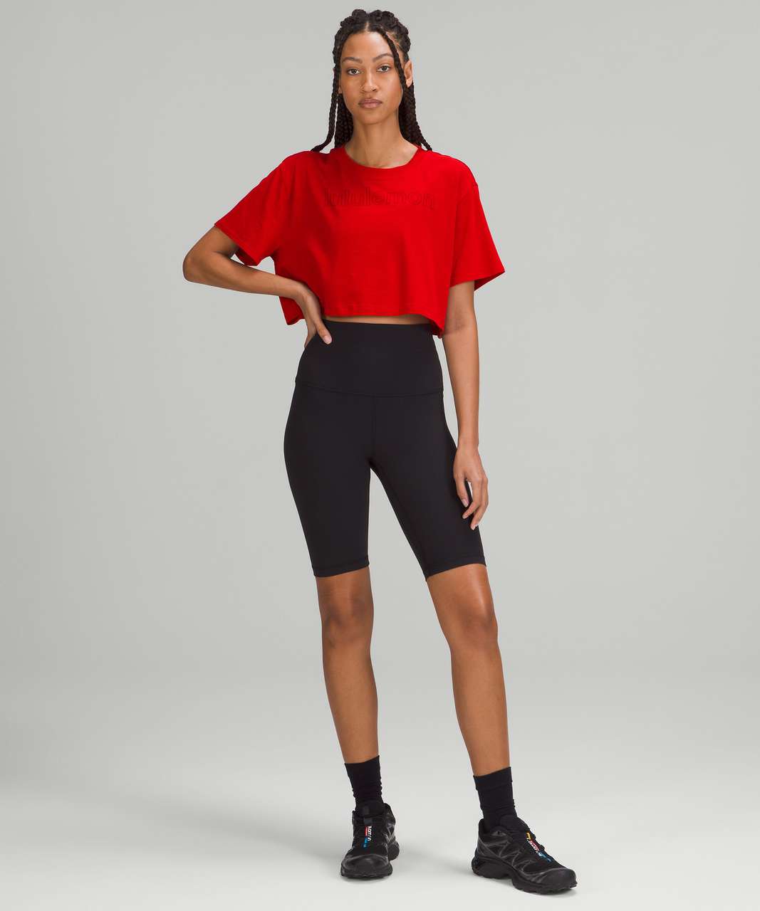 Lululemon All Yours Cropped Graphic T-Shirt - Dark Red