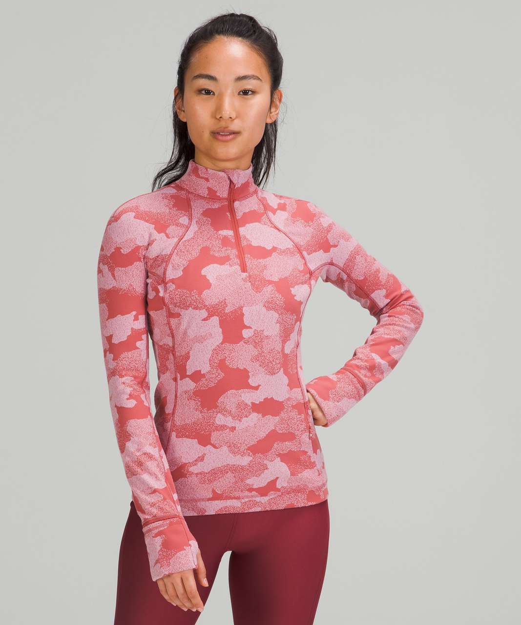 Lululemon Its Rulu Run Half-Zip - Heritage Speckle Camo Jacquard Soft Cranberry Pink Taupe