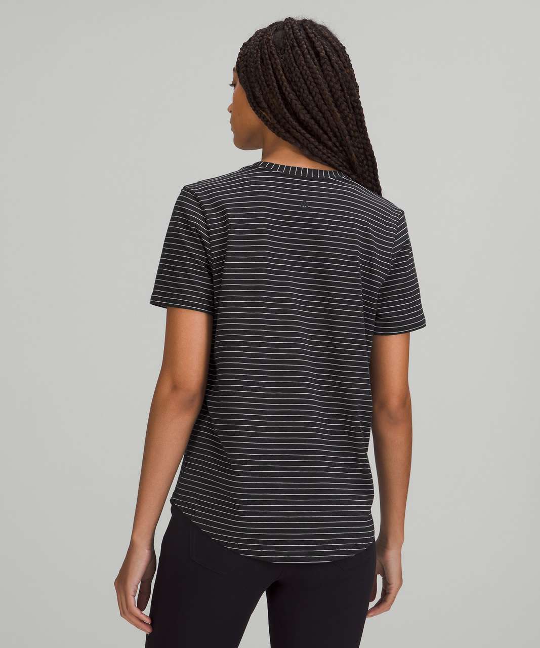 Lululemon Love V-Neck T-Shirt - Synchronise Stripe Black White - lulu  fanatics