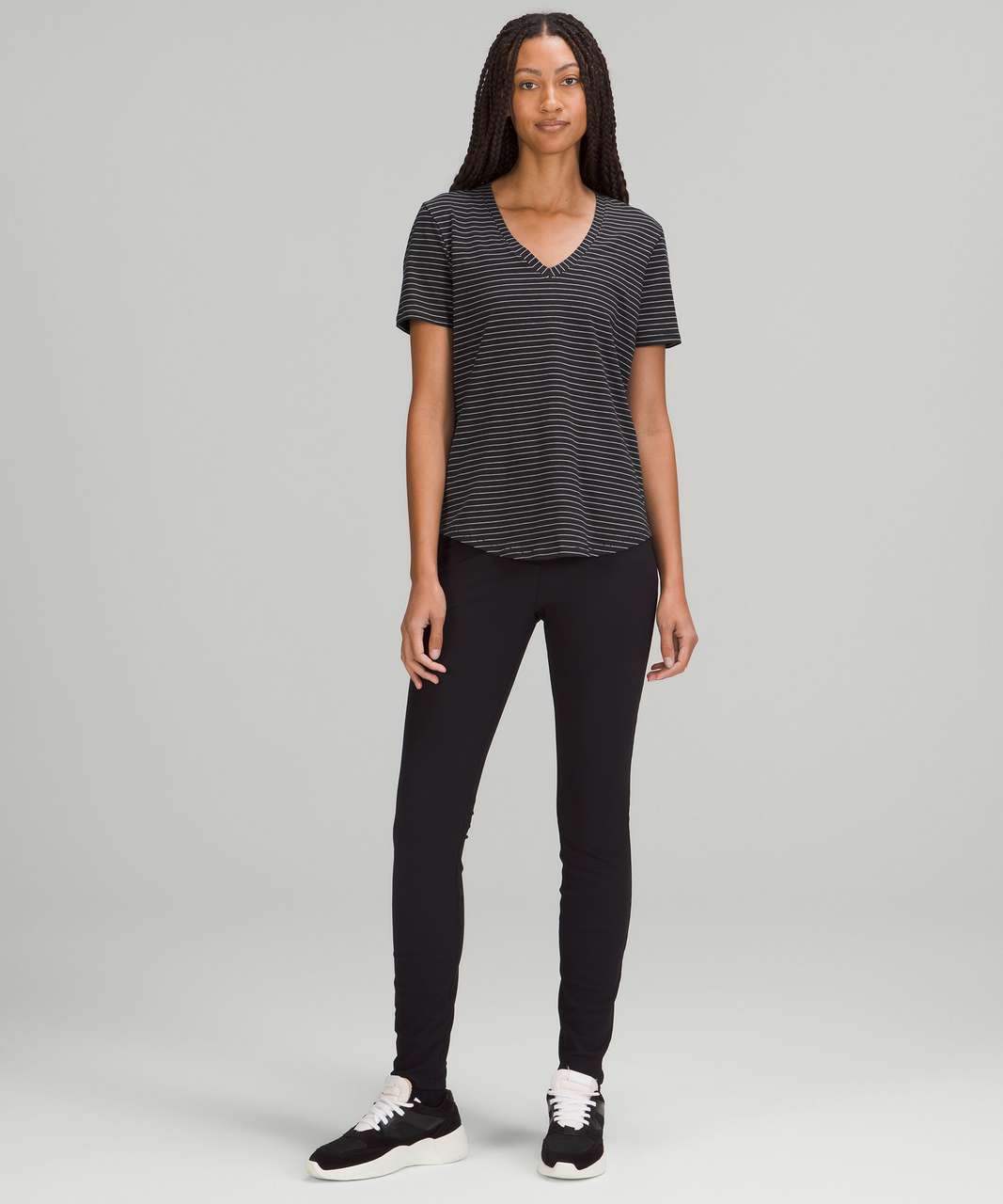 Lululemon Love V-Neck T-Shirt - Synchronise Stripe Black White