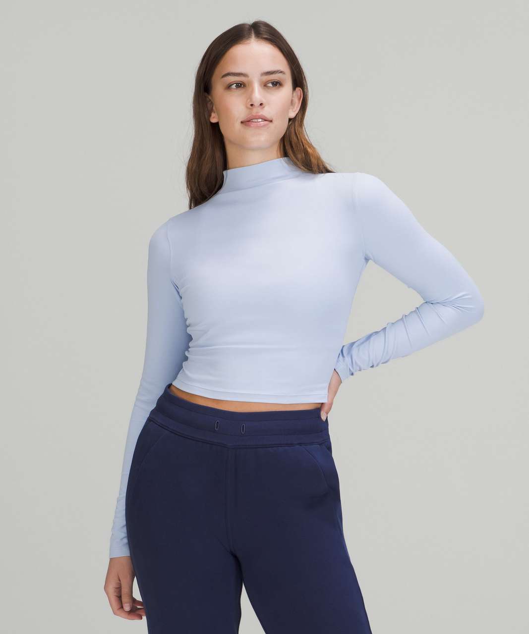 Lululemon All Aligned Mock Neck Long Sleeve Wee Are From Space Nimbus  Battleship - $45 - From Galore