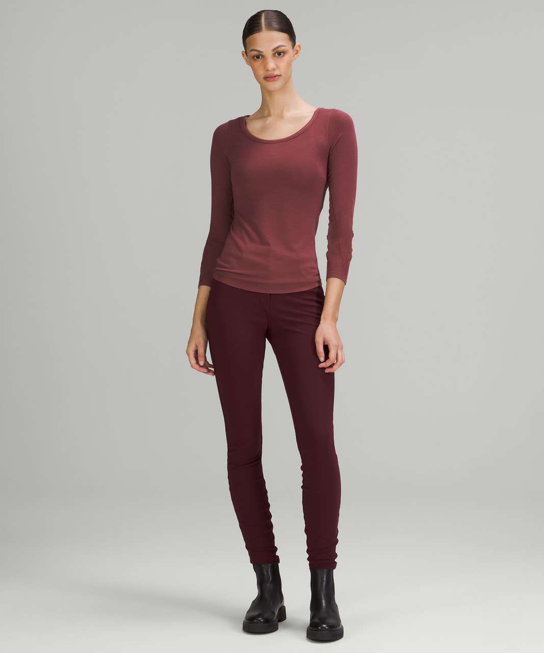 Lululemon Hold Tight Scoop Neck Long Sleeve Shirt - Smoky Red