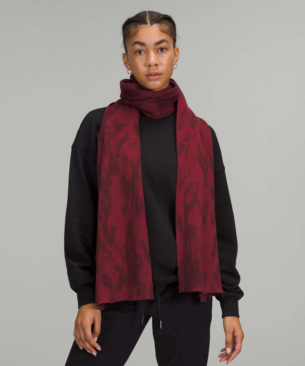 Lululemon Oversized Camo Jacquard Scarf - Red Merlot / Mulled Wine - lulu  fanatics