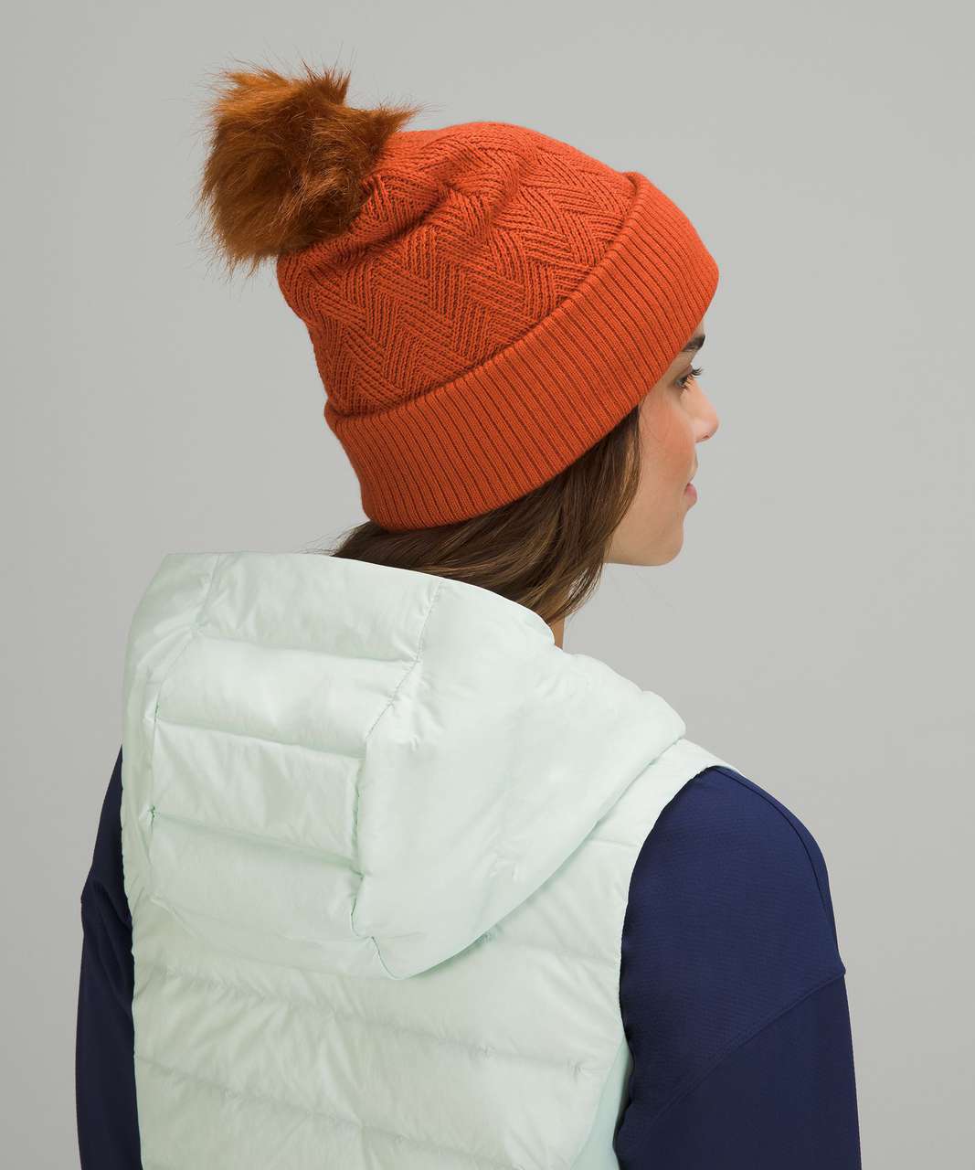 Lululemon Chevron Knit Pom Beanie - Canyon Orange