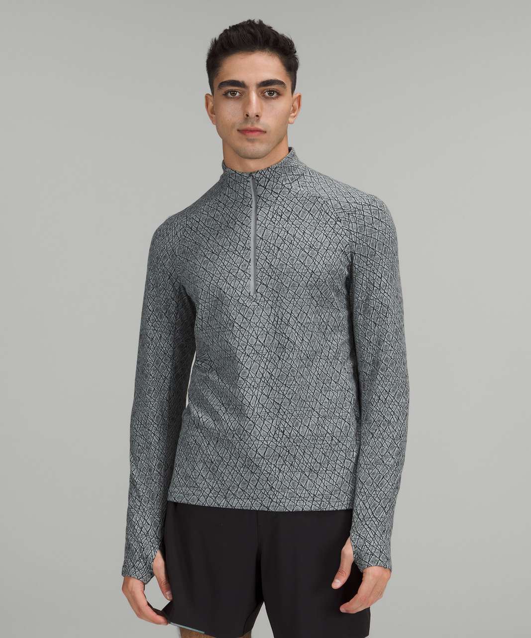 Lululemon Hoodies and Sweatshirts Deals - Framework Jacquard Rhino Grey  Black Surge Warm Half Zip Mens