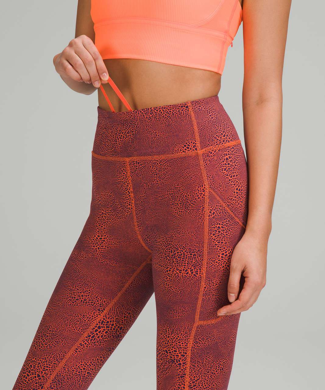 Lululemon Invigorate High-Rise Tight 25" - Crackle Glaze Vintage Orange Larkspur