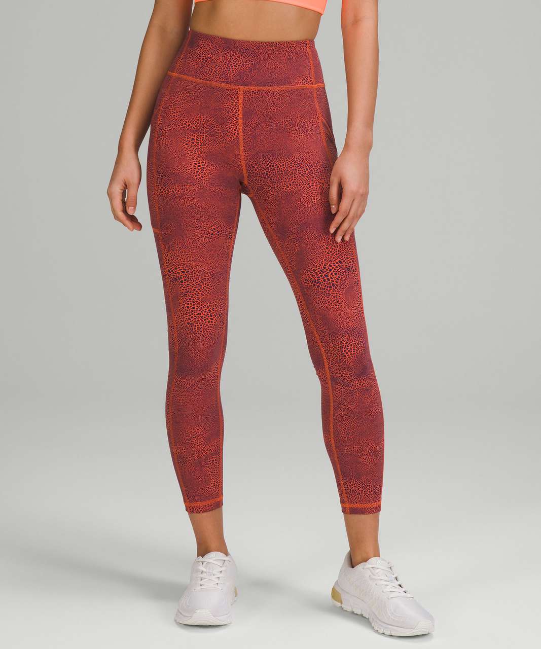 Lululemon Invigorate High-Rise Tight 25" - Crackle Glaze Vintage Orange Larkspur