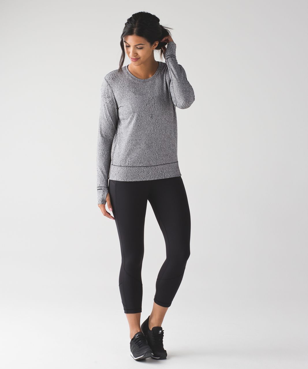 Lululemon Rush Hour Long Sleeve - Running Luon Spray Jacquard White Black -  lulu fanatics