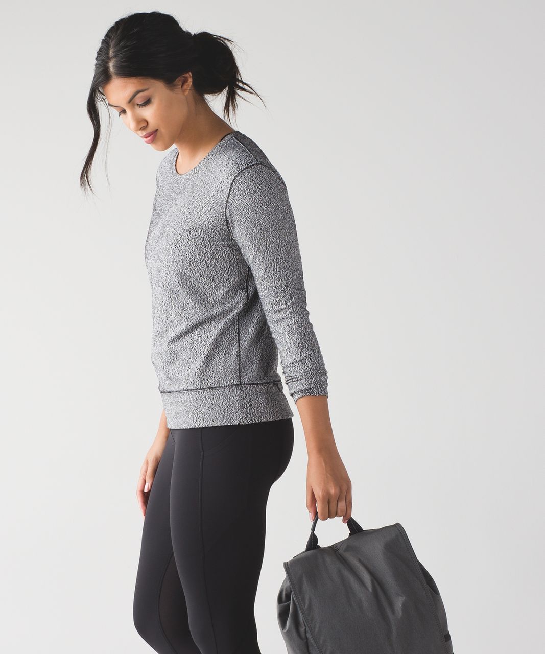 Lululemon Rush Hour Long Sleeve - Running Luon Spray Jacquard White Black