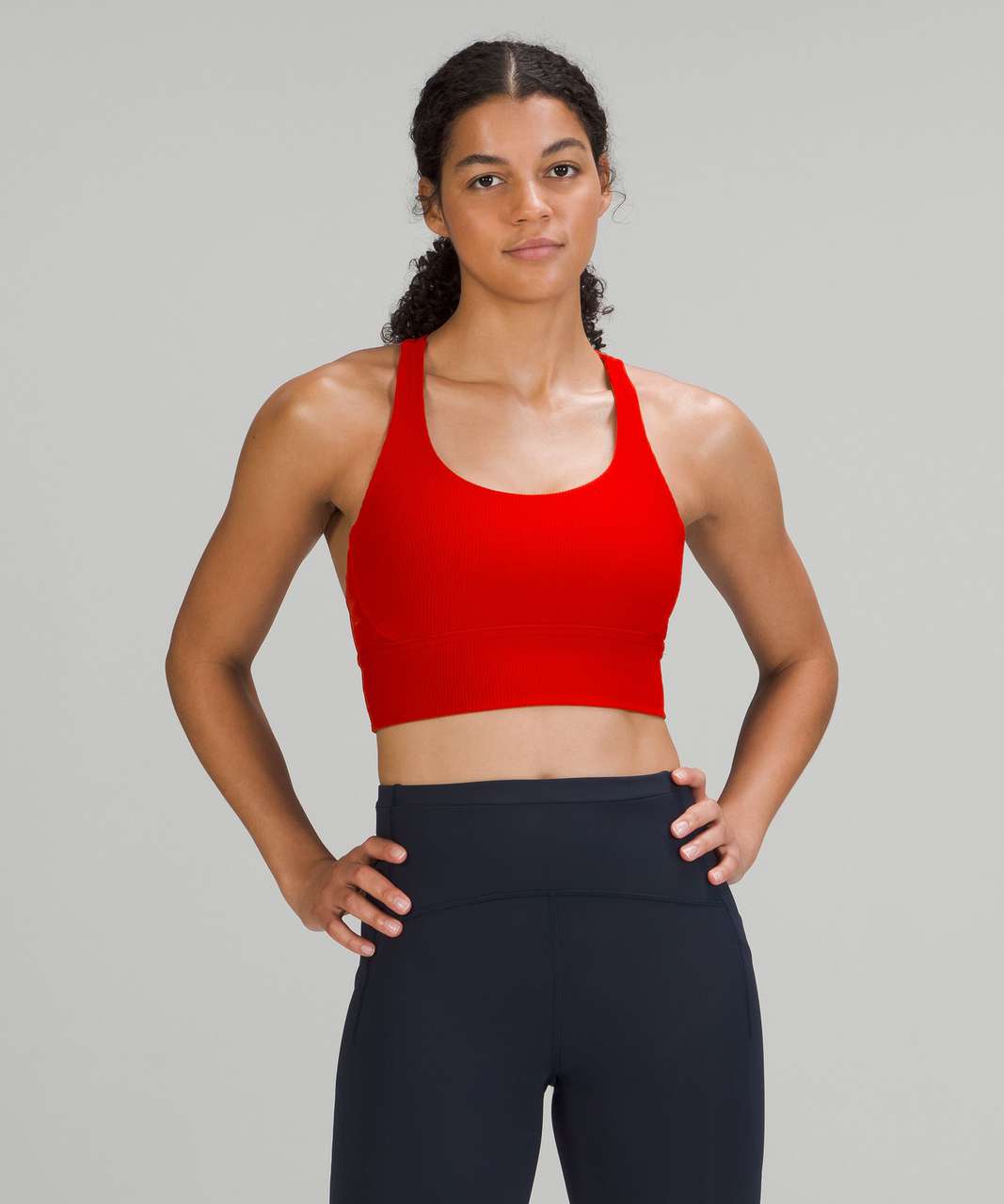 Lululemon Energy Longline Bra Ribbed Luxtreme *Medium Support, B–D Cups - Dark Red