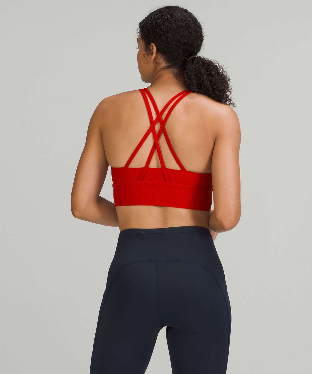 Lululemon Energy Longline Bra Ribbed Luxtreme *Medium Support, B–D Cups -  Dark Red - lulu fanatics