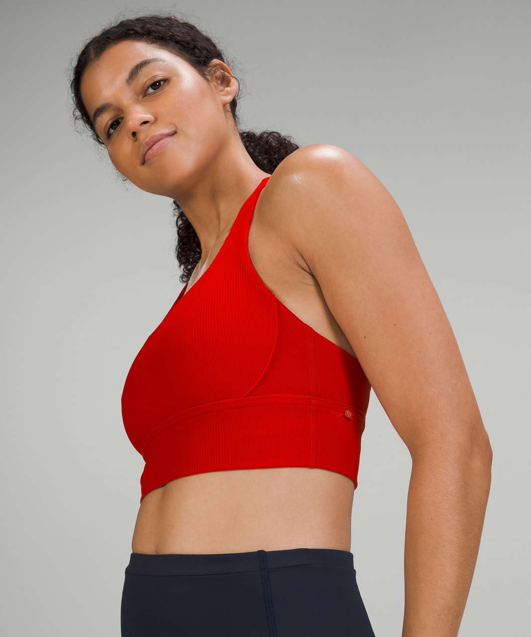 Lululemon Energy Longline Bra Ribbed Luxtreme *Medium Support, B–D Cups -  Dark Red - lulu fanatics