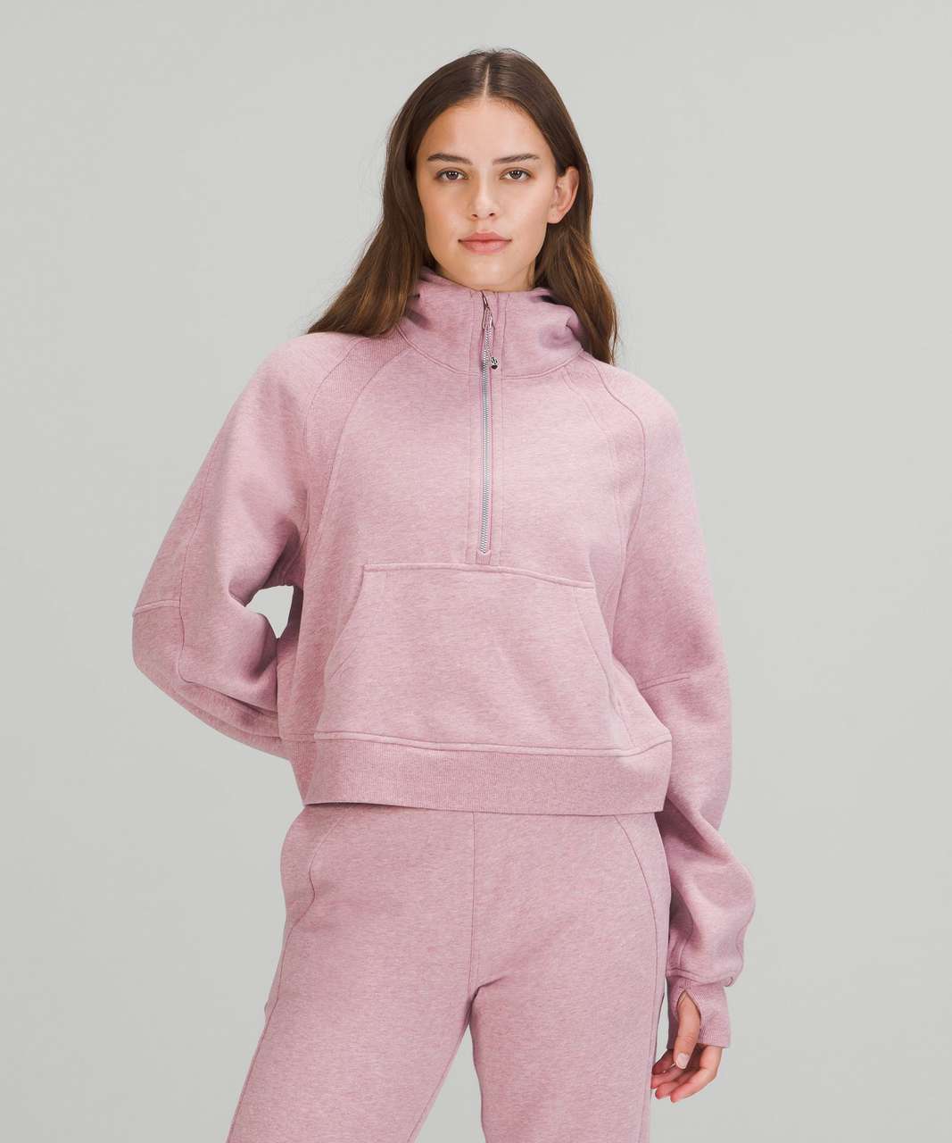 Lululemon Dew Pink Scuba Oversized 1/2 Zip Hoodie - XS/S, Women's