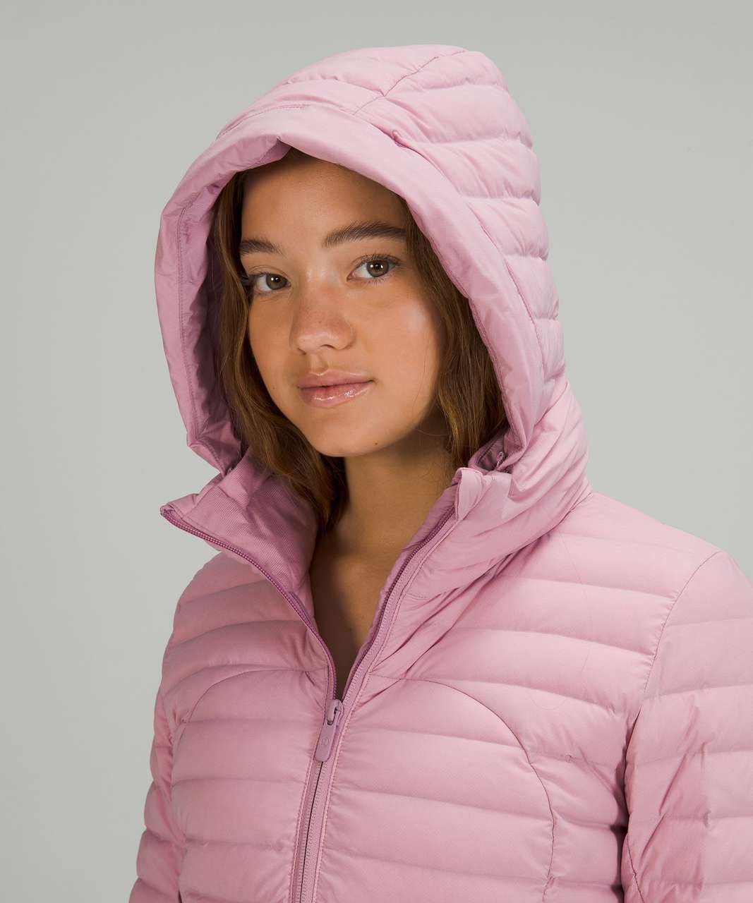 Lululemon Down For It All Jacket Full Zip Hood Size 10 Pink Mist PIMI 26618.