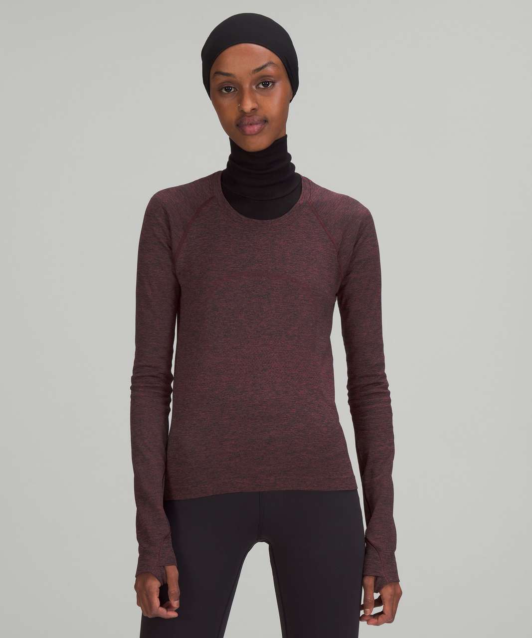 Lululemon Swiftly Tech Long Sleeve Shirt 2.0 *Race Length - Smoky Red /  Black - lulu fanatics