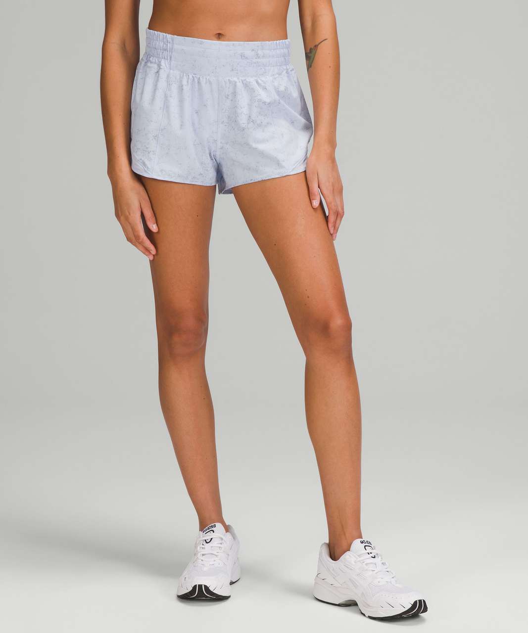 Lululemon Hotty Hot High-Rise Lined Short 2.5" - Gravel Dust Pastel Blue Multi / Pastel Blue