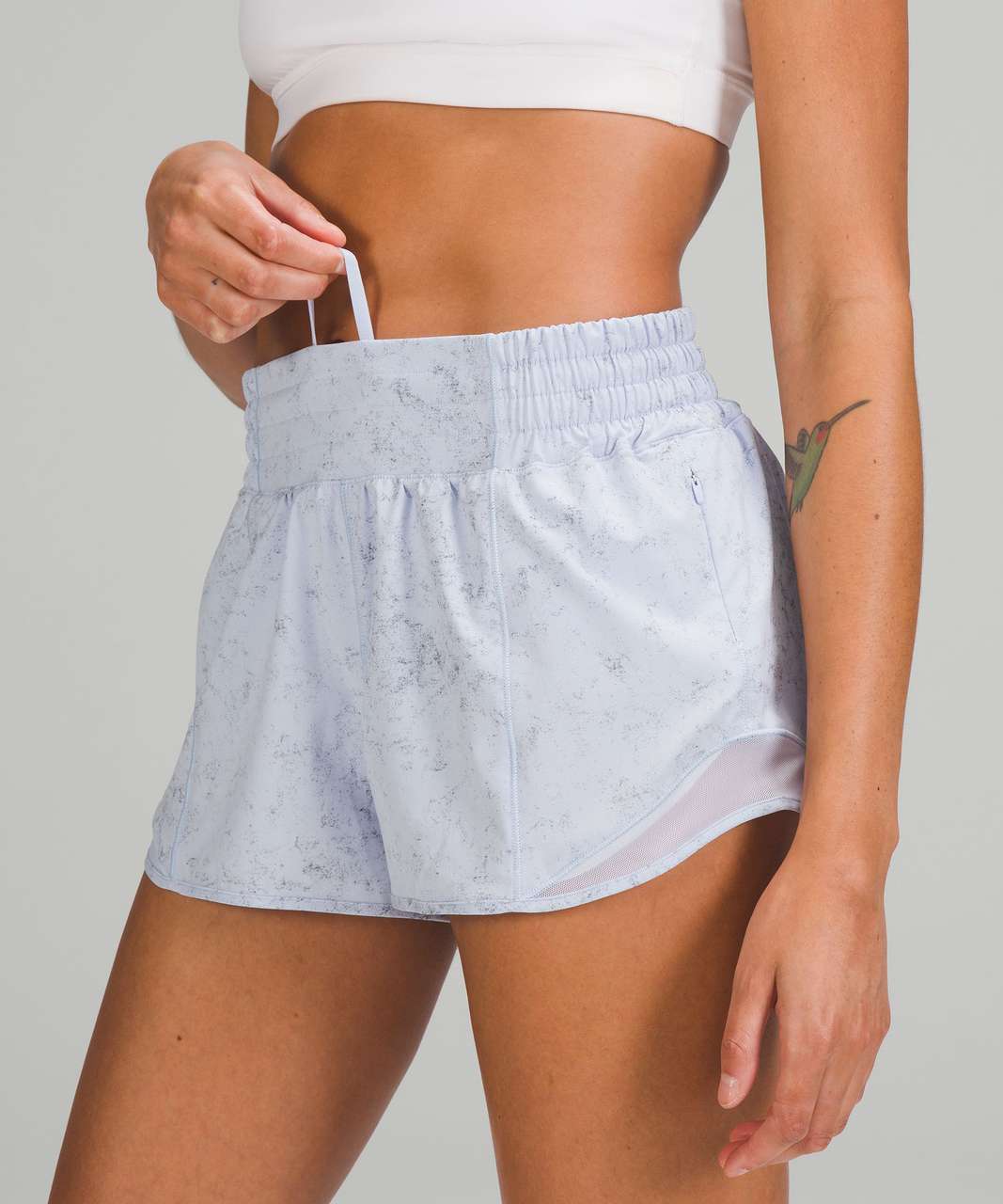 Lululemon Hotty Hot High-Rise Lined Short 2.5" - Gravel Dust Pastel Blue Multi / Pastel Blue