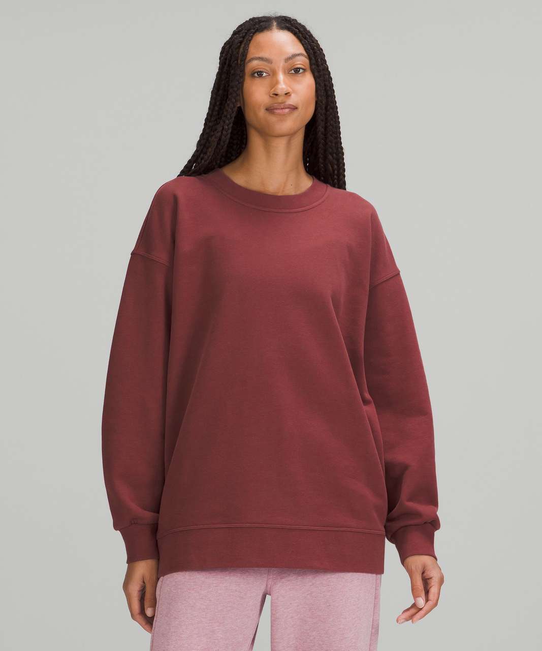 Lululemon Perfectly Oversized Crew - Dark Red - lulu fanatics