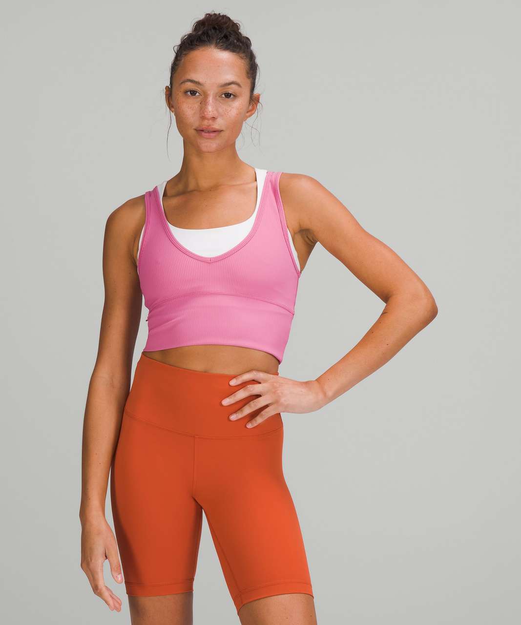 Lululemon Power Pivot Cropped Tank Top *Rib Sonic Pink Tight Fit