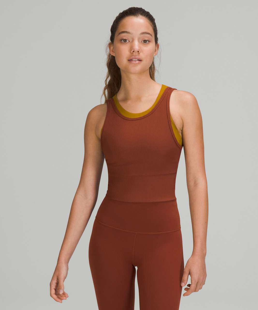 Lululemon Power Pivot Ribbed Tank Top - Date Brown - lulu fanatics