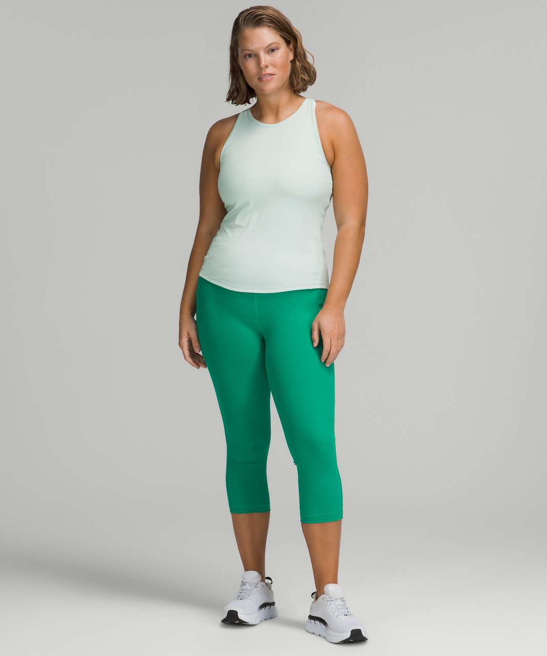 Base pace ribbed tank in blazer blue tone (8), track that mid-rise 5”  shorts in wild mint (6) : r/lululemon