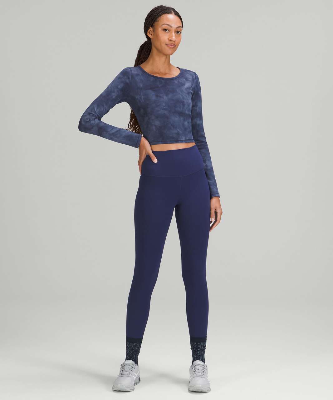 NEW LULULEMON Wunder Train HR 25 Tight 4 8 Diamond Dye Shade Naval Blue