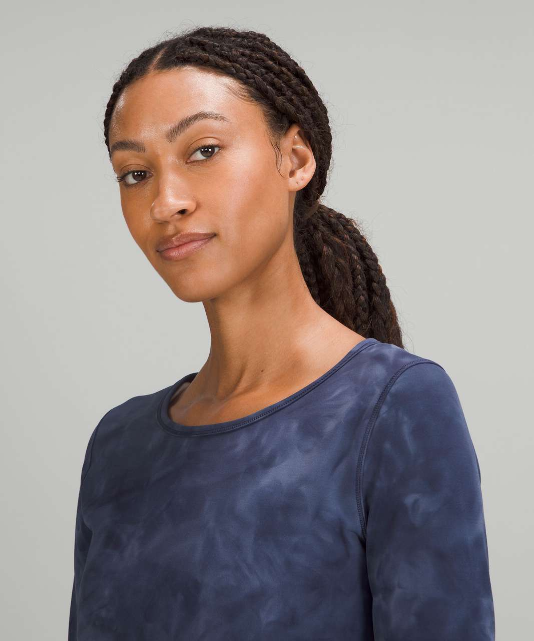 Lululemon Wunder Train Cropped Long Sleeve Shirt - Diamond Dye Shade Naval Blue