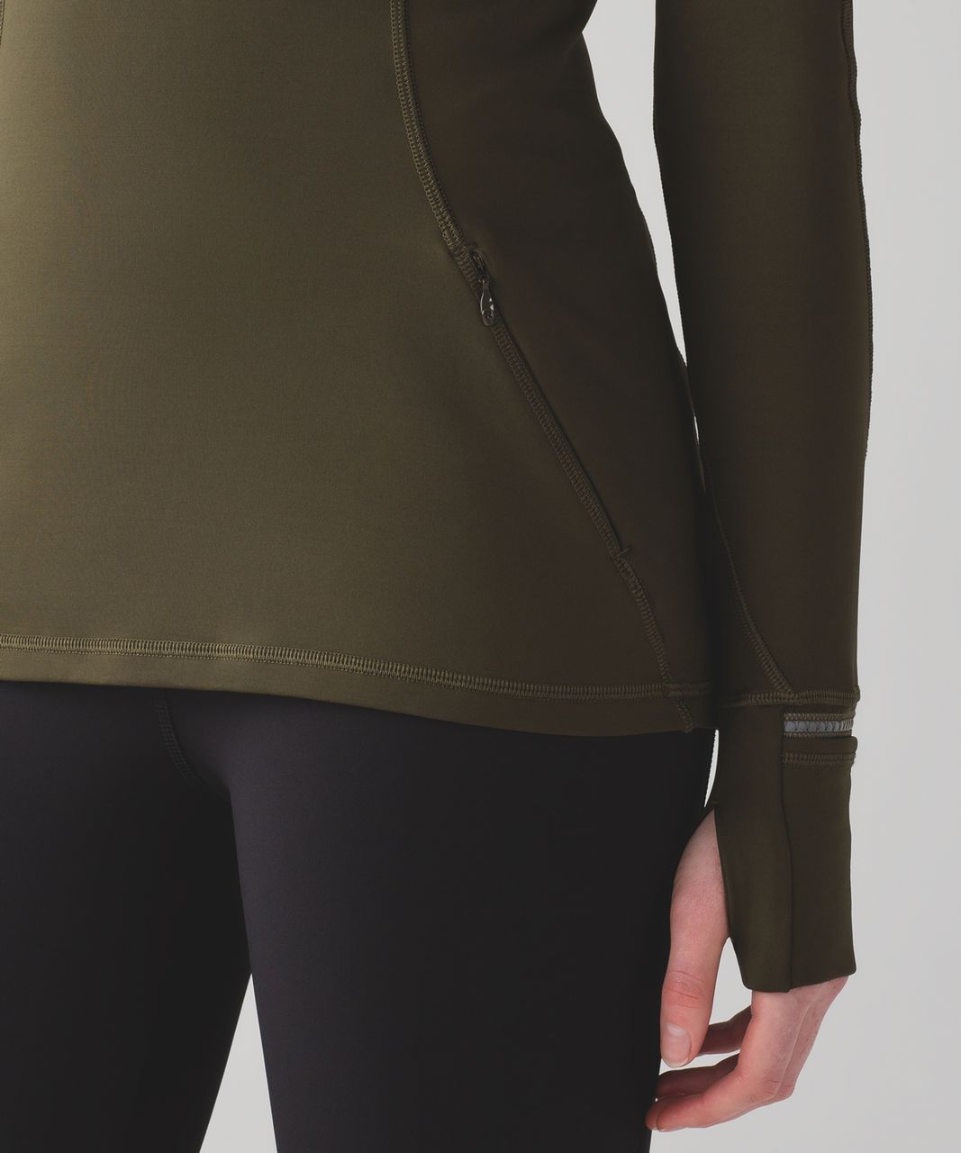 Lululemon First Mile 1/2 Zip - Military Green - lulu fanatics