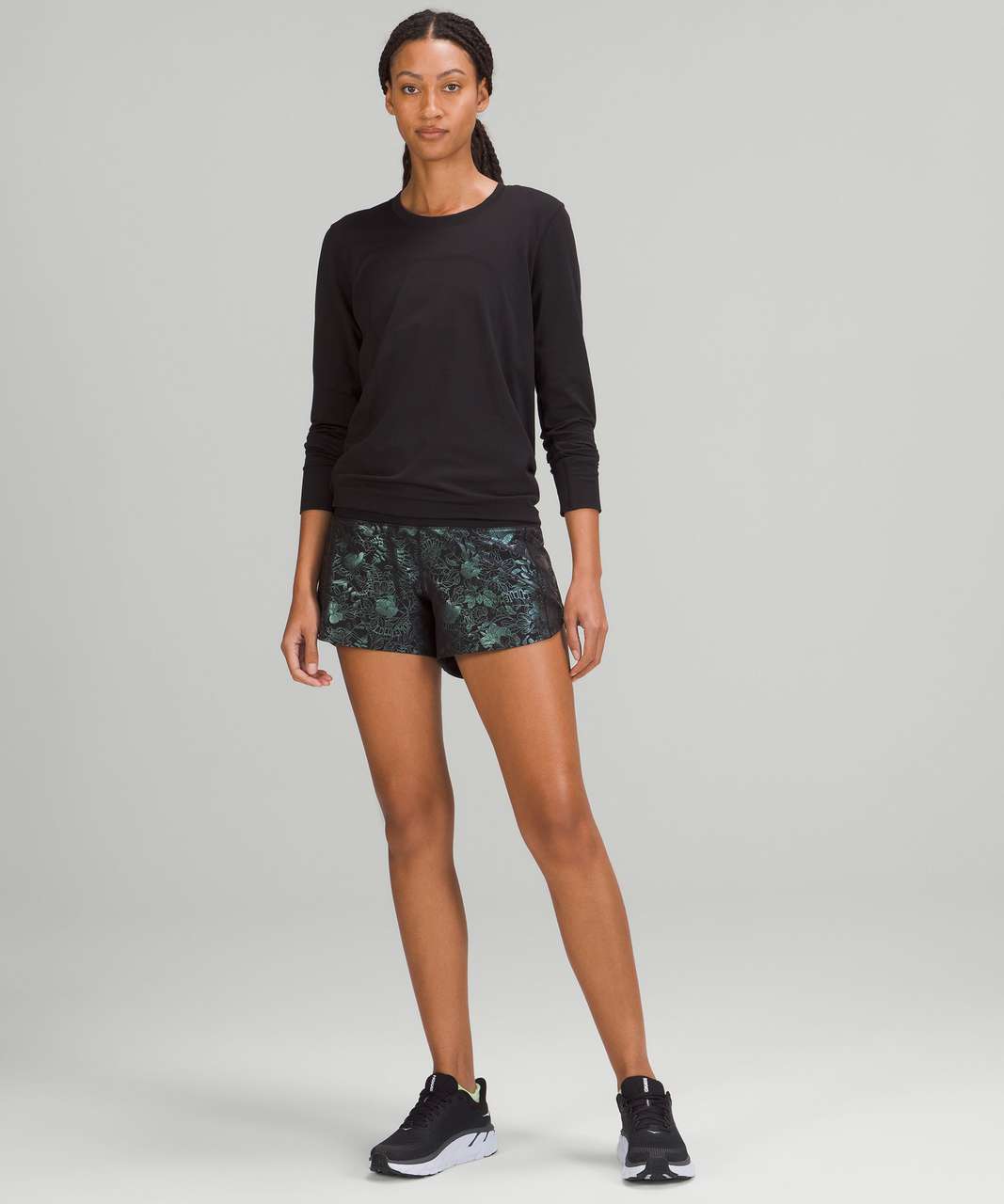 Lululemon Speed Up Mid-Rise Lined Short 4 - Logo Flourish Black