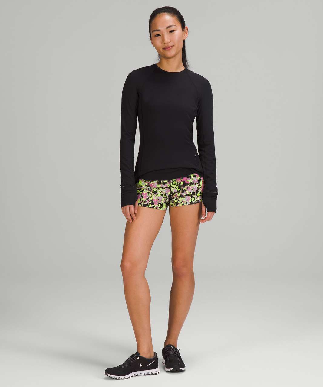 Lululemon Speed Up Low-Rise Lined Short 2.5" - Inflected Highlight Yellow Multi / Black