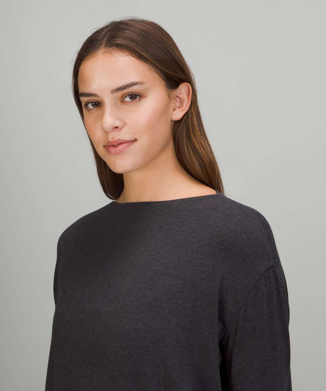 Lululemon Back in Action Ribbed Long Sleeve Shirt - Heathered Black ...