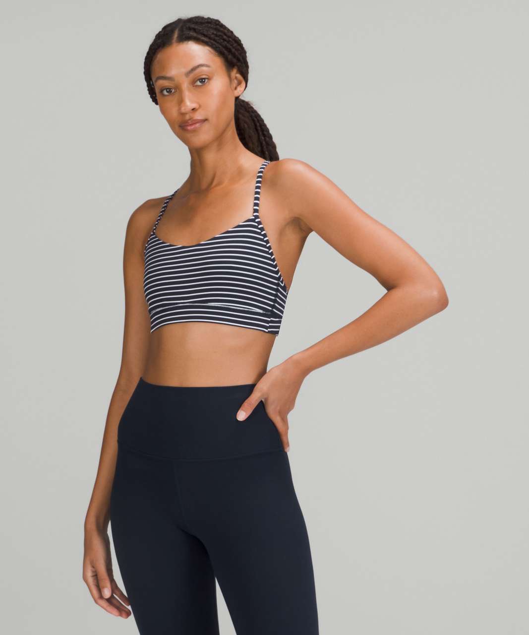 lululemon athletica, Intimates & Sleepwear, Lululemon Take 2 Wee Stripe  Heathered Slate Gray White Reversible Sport Bra